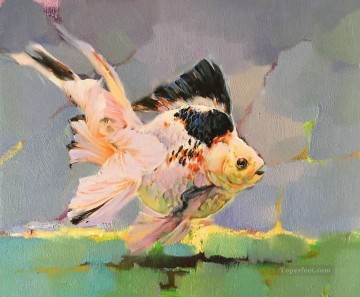 Goldfish in grey 387 textured Oil Paintings
